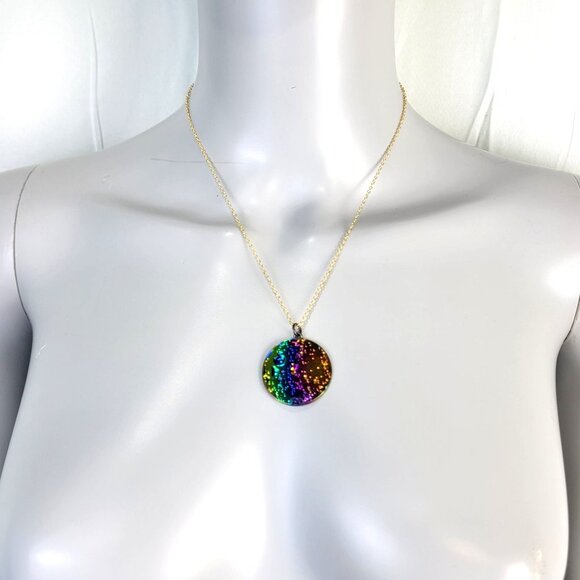 Rainbow Moon Circle Necklace Gold Tone Adjustable Chain Women Jewelry New Clasp - Picture 12 of 15